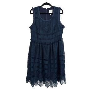 Geode Sleeveless Lace Dress Dark Blue 1x